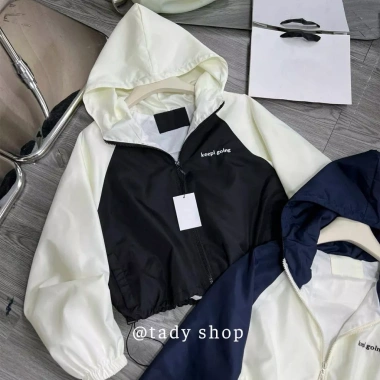 Áo Khoác Dù Gió Nữ Dáng Lửng 2 Lớp Lót Lưới Mũ Trùm Đầu Croptop Basic AKD-027 Giá 179k