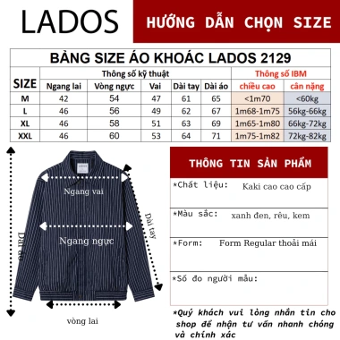 Áo khoác Dù nam LADOS-2.129 kẻ sọc, cổ bẻ, lót dù, túi trong, đẹp chuẩn, giảm 20% 8 Áo khoác Dù nam LADOS-2.129 kẻ sọc, cổ bẻ, lót dù, túi trong, đẹp chuẩn, giảm 20% 8
