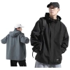 Áo khoác dù nam nữ trơn cổ trụ, 2 lớp, nón tích hợp, túi khóa kéo, chỉ 22.000đ