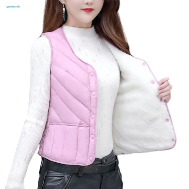 Áo khoác ghi lê ôm dáng, cổ chữ V, không tay cài nút - Thời trang mùa đông ấm áp cho nữ, giảm còn 257.321₫