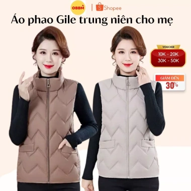 Áo khoác ghi lê phao nữ OBBM MS616 chần bông giữ nhiệt, thanh lịch cho mẹ 220k