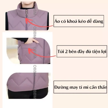Áo khoác ghi lê phao nữ OBBM MS616 chần bông giữ nhiệt, thanh lịch cho mẹ 220k