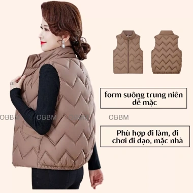 Áo khoác ghi lê phao nữ OBBM MS616 chần bông giữ nhiệt, thanh lịch cho mẹ 220k