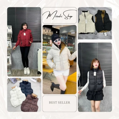 Áo khoác gile 2 mặt Mizuki chần bông, dây rút, siêu ấm, giá 116k 9