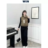 Áo khoác gile phao nữ logo M cổ cao túi tiện form vừa ôm người đẹp ấm WIN 6
