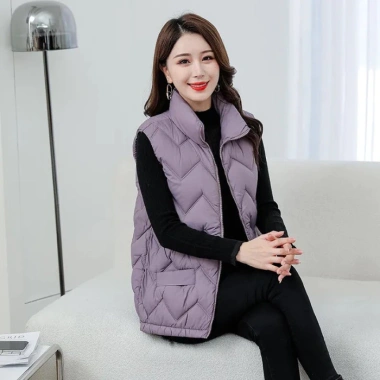 Áo khoác gile phao nữ trung niên thời trang thu đông, chống gió, lót bông ấm 3