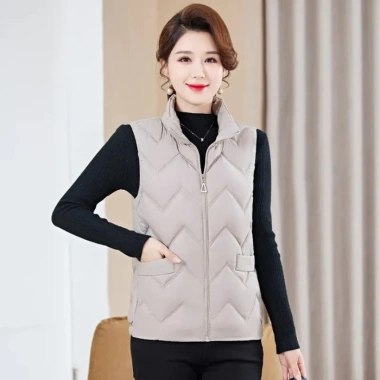 Áo khoác gile phao nữ trung niên thời trang thu đông, chống gió, lót bông ấm 7