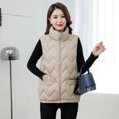 Áo khoác gile phao nữ trung niên thời trang thu đông, chống gió, lót bông ấm 9