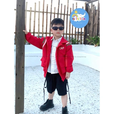 Áo khoác gió 2 lớp nhẹ cho bé trai 17-45kg - Phong cách thể thao CR7, giảm giá 23k 10