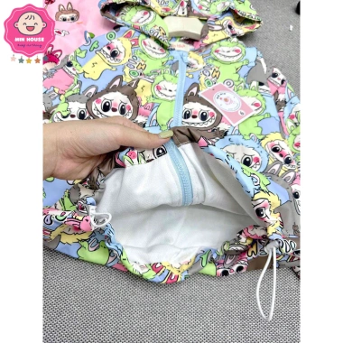Áo khoác gió 2 lớp tràn hình Capy Mèo Hồng cho bé 22-46kg - Giá ưu đãi 179k
