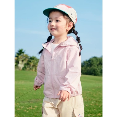 Áo khoác gió bé gái BabyloveGO 2 lớp vải dù chống nước giữ ấm có mũ phù hợp 1-10 tuổi giá 179.000 VND
