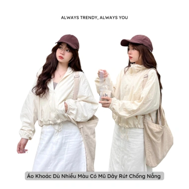 Áo khoác gió dù nữ 2 lớp croptop nhẹ kháng nước nhăn, thời thu đông XUZI 149k 6