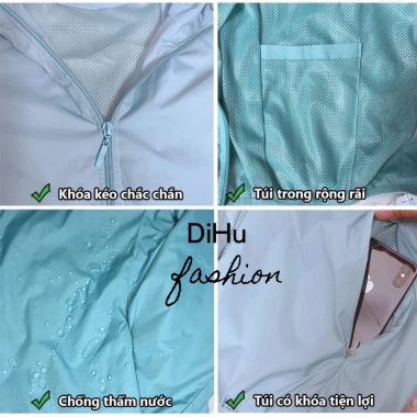 Áo khoác gió dù nữ hai lớp vân gạo, lót lưới chống nước, thời trang cao cấp, chỉ 159k 2