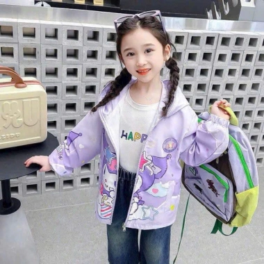 Áo khoác gió Kuromi khoá kín đầu, kính mắt và đèn nháy - size đại, giá ưu đãi 148k 3