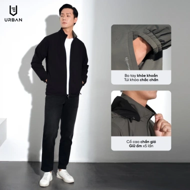 Áo khoác gió nam 2 mặt Urban 2 lớp có mũ, chống nước, cản gió, giữ ấm chỉ 340.000 VND