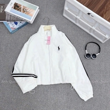 Áo khoác gió nam nữ 2 lớp thêu logo kẻ sọc trẻ trung năng động kháng nước cản gió BIG SALE 159k