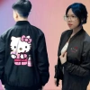Áo khoác gió nam nữ in hình mèo KITTI 2 lớp bo gân zip hot trend 2.025 giá 135k