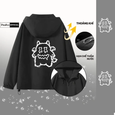Áo khoác gió nam nữ unisex 2 lớp PEABOO ALDR mũ cao cấp chống nước, chống nắng, form rộng - 185k
