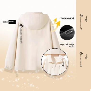 Áo khoác gió nam nữ unisex 2 lớp PEABOO ALDR mũ cao cấp chống nước, chống nắng, form rộng - 185k