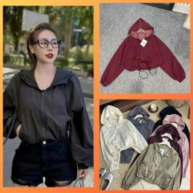 Áo khoác gió nữ 2 lớp dáng lửng, vải gió nhăn thời trang trẻ trung, giá 99.000 đồng 3