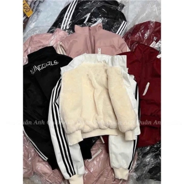 Áo khoác gió nữ 2 lớp lót lông dày dặn, kẻ sọc thể thao croptop, kháng nước cản gió - 128k 4