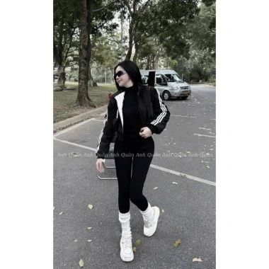 Áo khoác gió nữ 2 lớp lót lông dày dặn, kẻ sọc thể thao croptop, kháng nước cản gió - 128k 7
