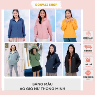 Áo khoác gió nữ 2 lớp lót lưới 3C Plus-Dokyji, vải trắng bạc, chống nước và gió cao cấp 150.000₫