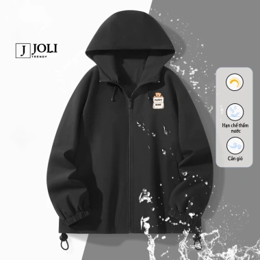 Áo khoác gió unisex 2 lớp JOLI Teddy Mini mũ cao cấp, chống nước, chống nắng, form rộng 7