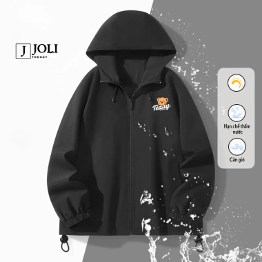 Áo khoác gió unisex 2 lớp JOLI Teddy Mini mũ cao cấp, chống nước, chống nắng, form rộng 10