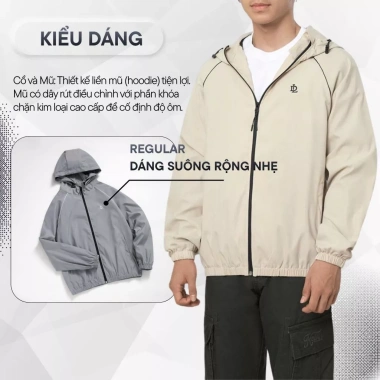 Áo khoác gió vải dù cao cấp LADOS-12.124 2 lớp không thêu, túi trong, giá 244k