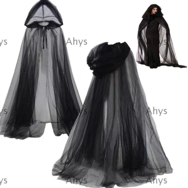 Áo khoác Halloween cổ điển màu đen buộc dây, mũ trùm đầu quá khổ - Giá chỉ 120.960₫