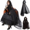 Áo khoác Halloween cổ điển màu đen buộc dây, mũ trùm đầu quá khổ - Giá chỉ 120.960₫ 2