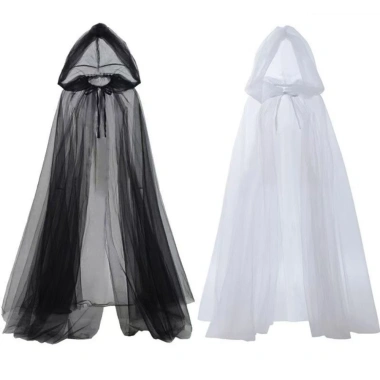 Áo khoác Halloween cổ điển màu đen buộc dây, mũ trùm đầu quá khổ - Giá chỉ 120.960₫
