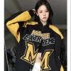 Áo khoác Hip Hop Retro 2.025 màu sắc tương phản, cổ đứng, bông tai kẹp, phong cách đường phố, xe máy 4