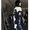 Áo khoác Hip Hop Retro 2.025 màu sắc tương phản, cổ đứng, bông tai kẹp, phong cách đường phố, xe máy 6