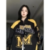 Áo khoác Hip Hop Retro 2.025 màu sắc tương phản, cổ đứng, bông tai kẹp, phong cách đường phố, xe máy 7