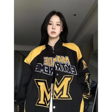 Áo khoác Hip Hop Retro 2.025 màu sắc tương phản, cổ đứng, bông tai kẹp, phong cách đường phố, xe máy 7 Áo khoác Hip Hop Retro 2.025 màu sắc tương phản, cổ đứng, bông tai kẹp, phong cách đường phố, xe máy 7
