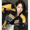 Áo khoác Hip Hop Retro 2.025 màu sắc tương phản, cổ đứng, bông tai kẹp, phong cách đường phố, xe máy 9