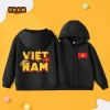 Áo khoác hoodie bé trai trẻ em dây kéo đơn giản, dễ thương, có túi, in hình Việt Nam - Giá ưu đãi 250k