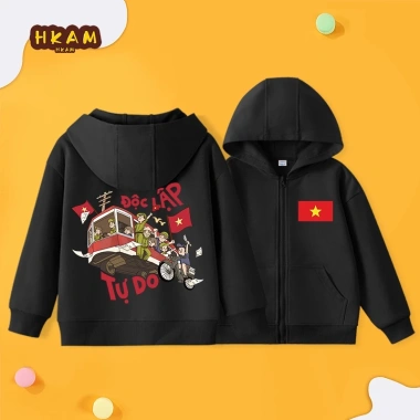Áo khoác hoodie bé trai trẻ em dây kéo, túi tiện, in hình Việt Nam - Đơn giản, dễ thương, chỉ 250k 4