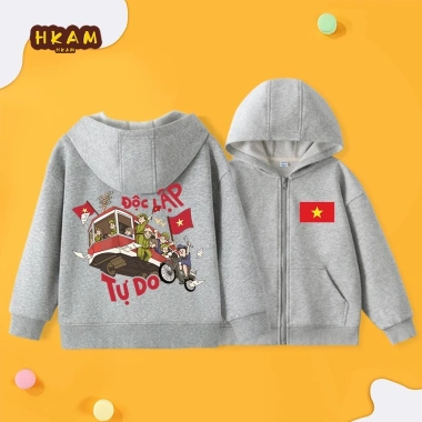 Áo khoác hoodie bé trai trẻ em dây kéo, túi tiện, in hình Việt Nam - Đơn giản, dễ thương, chỉ 250k 5