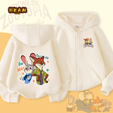 Áo khoác hoodie trẻ em dây kéo đơn giản thời trang có túi In Zootopia giá 250k