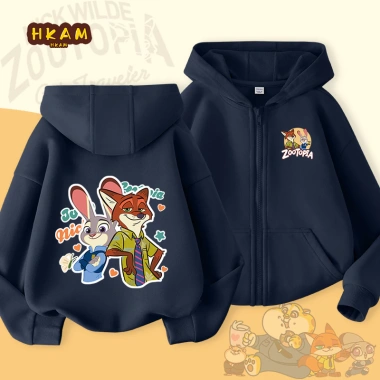 Áo khoác hoodie trẻ em dây kéo đơn giản thời trang có túi In Zootopia giá 250k 8