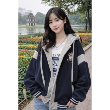 Áo khoác hoodie zip nam nữ form rộng chữ thập, nỉ in họa tiết cá tính, giá 159k thu đông 2.026