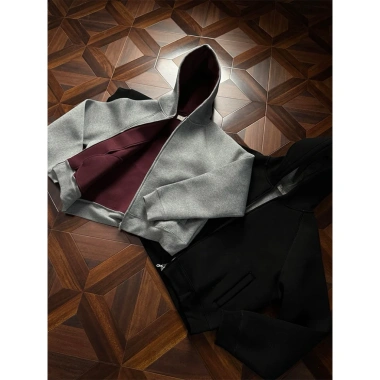 Áo khoác hoodie zip unisex 2 lớp dày dặn, màu tương phản, form boxy rộng - 450k 4