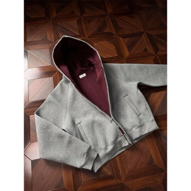 Áo khoác hoodie zip unisex 2 lớp dày dặn, màu tương phản, form boxy rộng - 450k 7