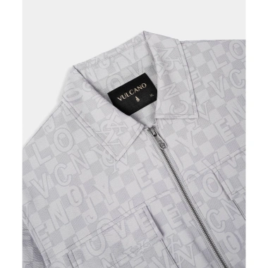 Áo khoác jacket nam cổ bẻ Vulcano monogram polyester cao cấp - Giá ưu đãi 1.399.000₫