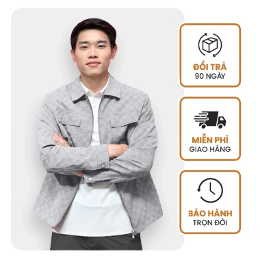 Áo khoác jacket nam cổ bẻ Vulcano monogram polyester cao cấp - Giá ưu đãi 1.399.000₫