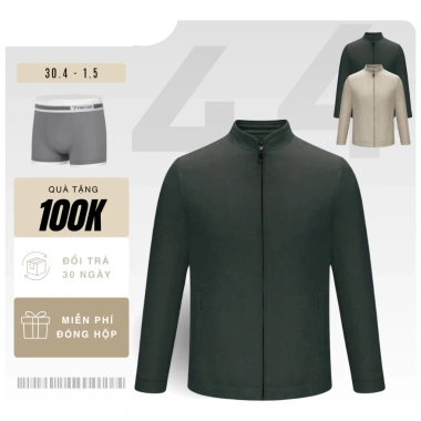 Áo khoác jacket nam trung niên Vĩnh Tiến 2 lớp cổ tàu cao cấp – Sang trọng, giảm còn 950k