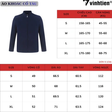 Áo khoác jacket nam trung niên Vĩnh Tiến 2 lớp cổ tàu cao cấp – Sang trọng, giảm còn 950k 2